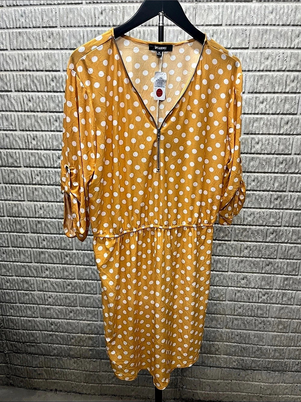 Ups & Downs Polka Dot Midi Dress in Orange & White Size XS NWT
